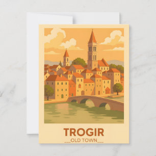 Trogir Croatia Vintage Travel Poster Postkarte
