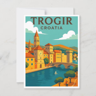 Trogir Kroatien Vintage-Reiseposter Postkarte