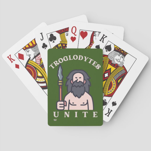 "TROGLODYTES UNITE" lustiger Stein-Age-Caveman Spielkarten (Rückseite)