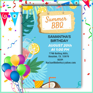 Troical Barbecue zum Geburtstag Einladung