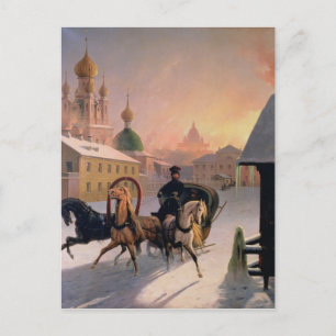 Troika an der Straße in St. Petersburg, 1850er Postkarte
