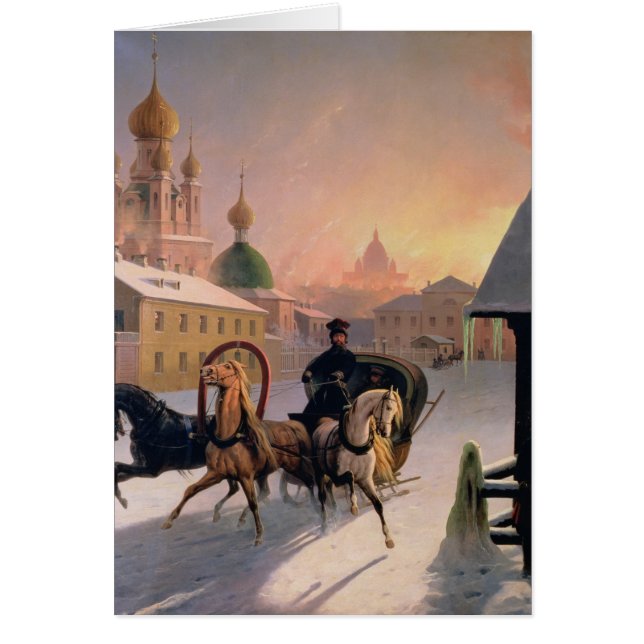 Troika auf der Straße im St. Petersburg, 1850s (Vorne)