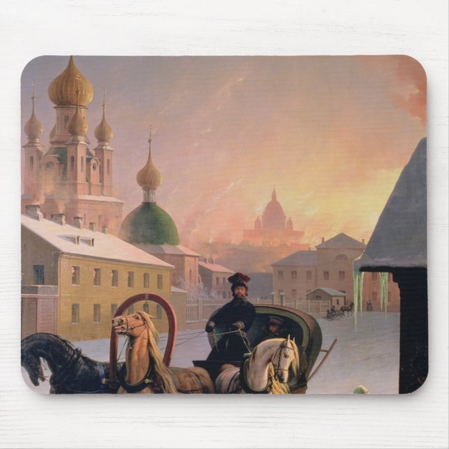 Troika auf der Straße im St. Petersburg, 1850s Mousepad (Vorne)
