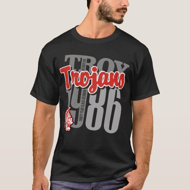 Troja-Trojan-schwarzes T-Shirt (Vorderseite)