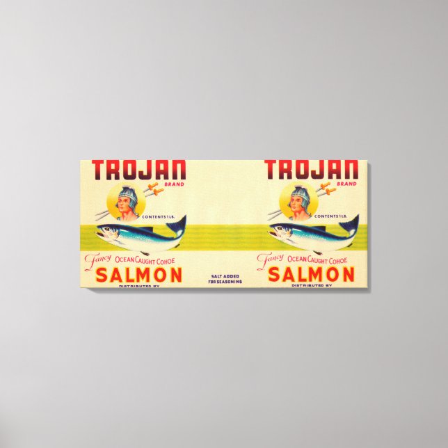 trojan Brand Lachs Label - weiß Leinwanddruck (Vorderseite)