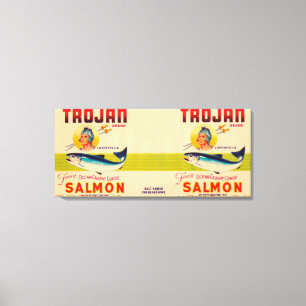 trojan Brand Lachs Label - weiß Leinwanddruck