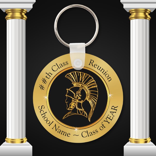 Trojan Class-Wiedersehen Schlüsselanhänger IHREN T (Trojan, Class Reunion Keychains. Trojan Party Favors. Trojan Keychains. Black and Gold Keychains.)