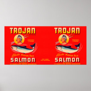 Trojan Marken-Lachs-Aufkleber-Rot Poster