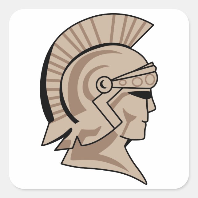 Trojaner oder Spartan Mascot Quadratischer Aufkleber (Vorderseite)