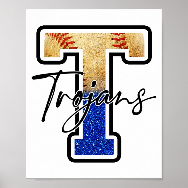 Trojans Baseball-Team Maskottchen Stolz Schulgeist Poster (Vorne)