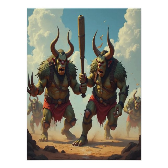 Troll Cricket Bat Battle Glossy Poster (Vorderseite)