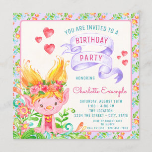 Troll-Geburtstagsfeier-Einladungen Einladung