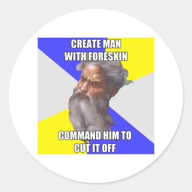 Troll God Foreskin Runder Aufkleber (Vorderseite)