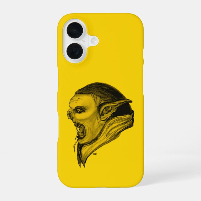 Troll in Schwarz-Gelb-Design iPhone 16 Hülle (Rückseite)