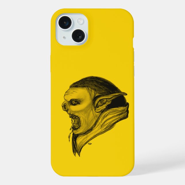 Troll in Schwarz-Gelb-Design iPhone Hülle (Rückseite)