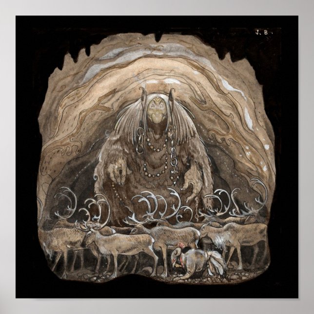 Troll, Junge und Rentier Poster (Vorne)