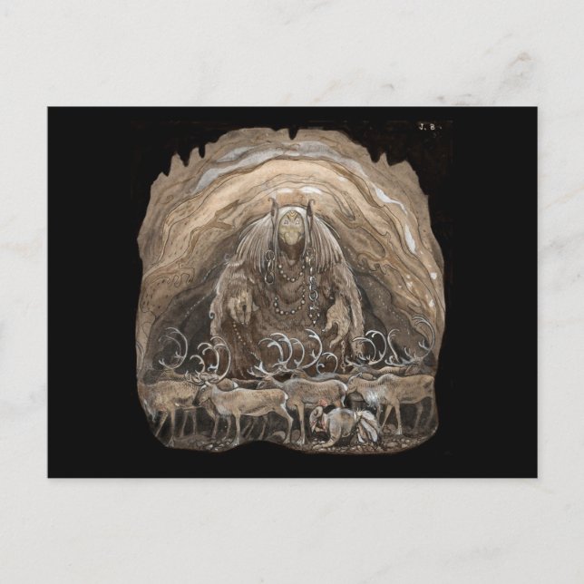 Troll, Junge und Rentier Postkarte (Vorderseite)