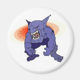 Troll Kobold Monster Knurrt Zeigt Fangzähne Magnet