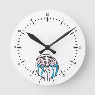 Troll Le Me Memes crying awe joke clock Runde Wanduhr