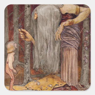 Troll mit einer kleinen Zweigstelle Quadratischer Aufkleber