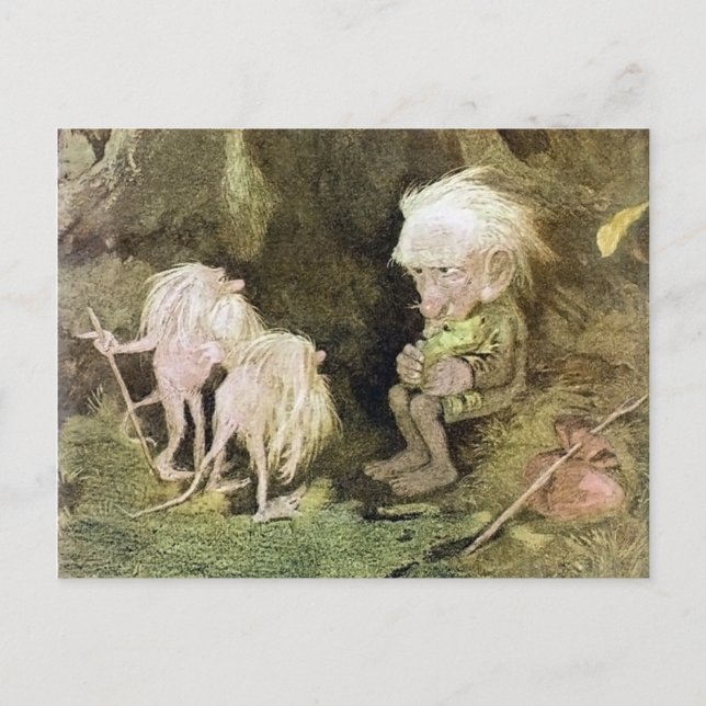 Troll mit seinem Begleiter Frosch Postkarte (Vorderseite)