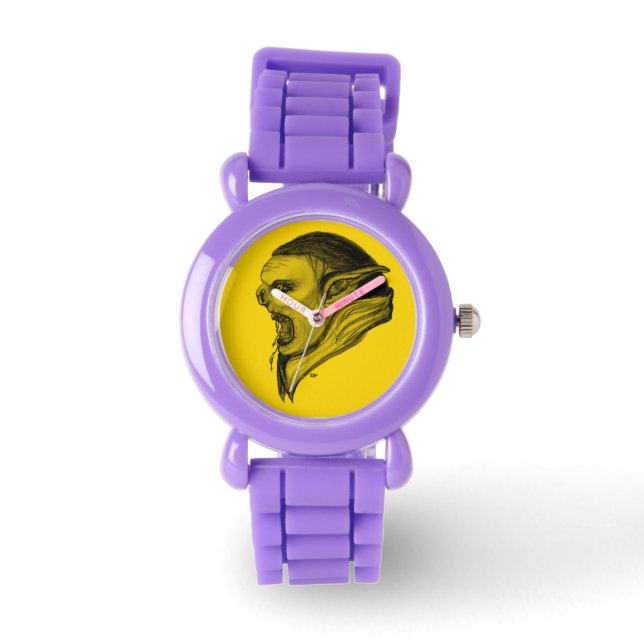 Troll - Schwarz-Gelb-Design Armbanduhr (Vorderseite)
