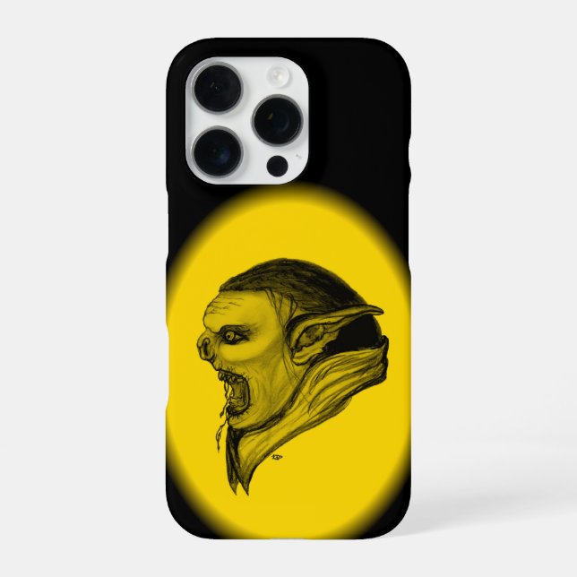 Troll Schwarz/Gelb-Design iPhone Hülle (Rückseite)