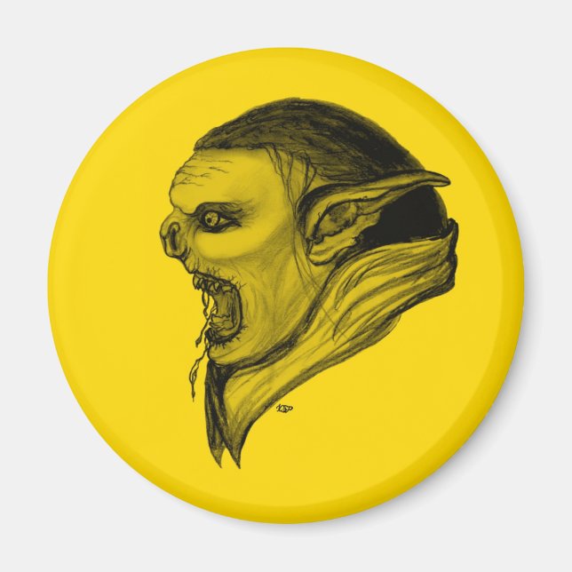 Troll schwarz gelb design magnet (Vorne)
