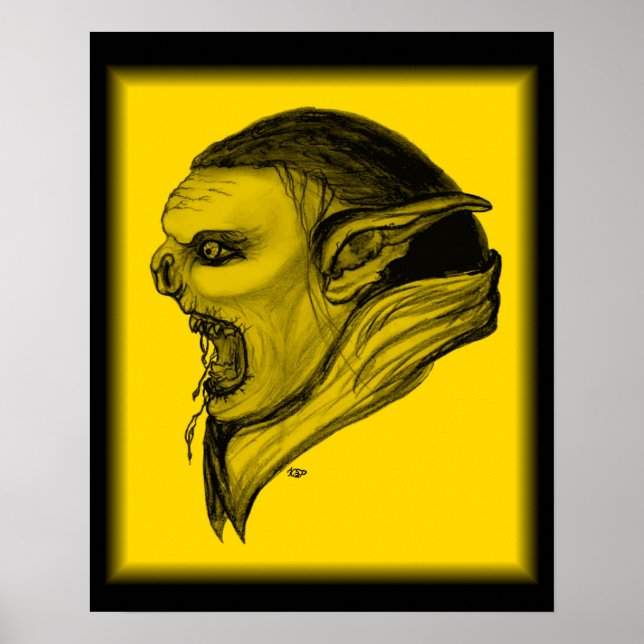 Troll schwarz gelb design poster (Vorne)