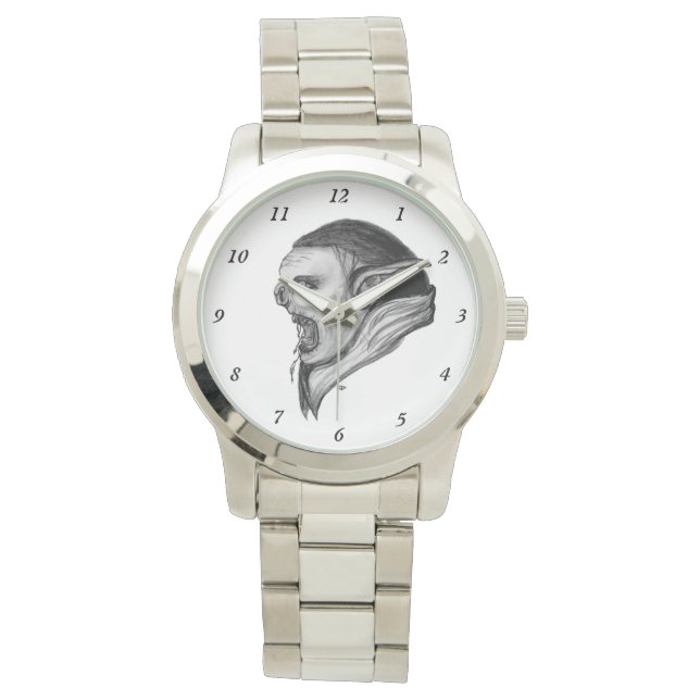 Troll Schwarz-Weiß-Design Armbanduhr (Vorderseite)