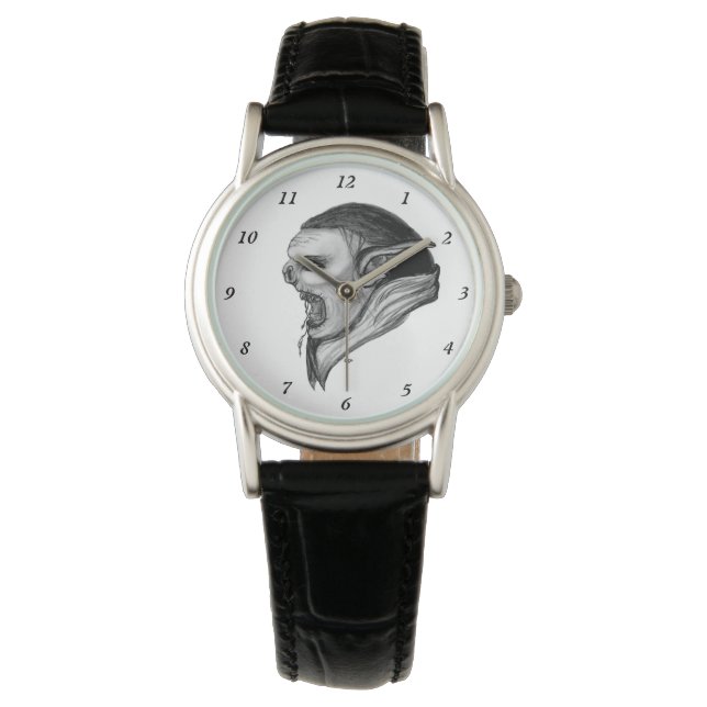 Troll Schwarz-Weiß-Design Armbanduhr (Vorderseite)