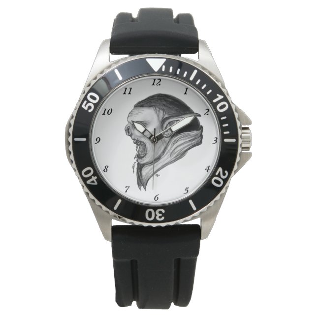 Troll Schwarz-Weiß-Design Armbanduhr (Vorderseite)