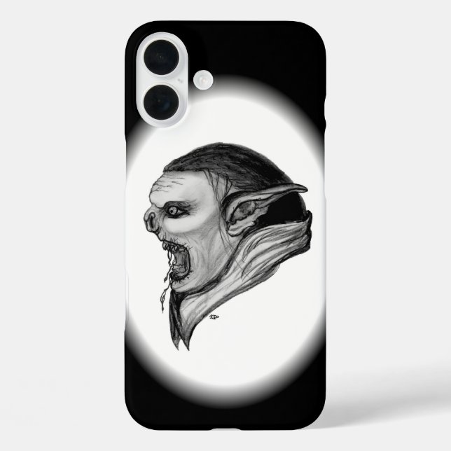 Troll Schwarz-Weiß-Design Case-Mate iPhone Hülle (Rückseite)