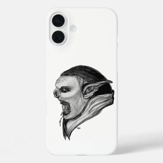 Troll Schwarz-Weiß-Design Case-Mate iPhone Hülle (Rückseite)
