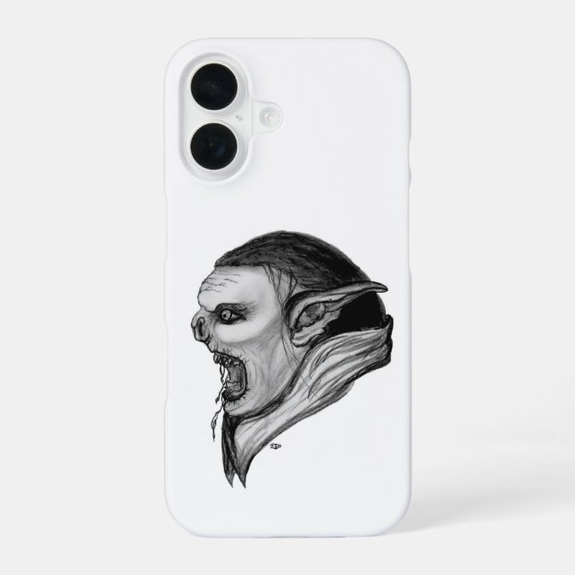 Troll Schwarz-Weiß-Design iPhone 16 Hülle (Rückseite)