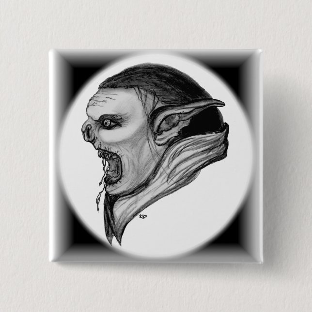 Troll Schwarzweiß-Design Button (Vorderseite)