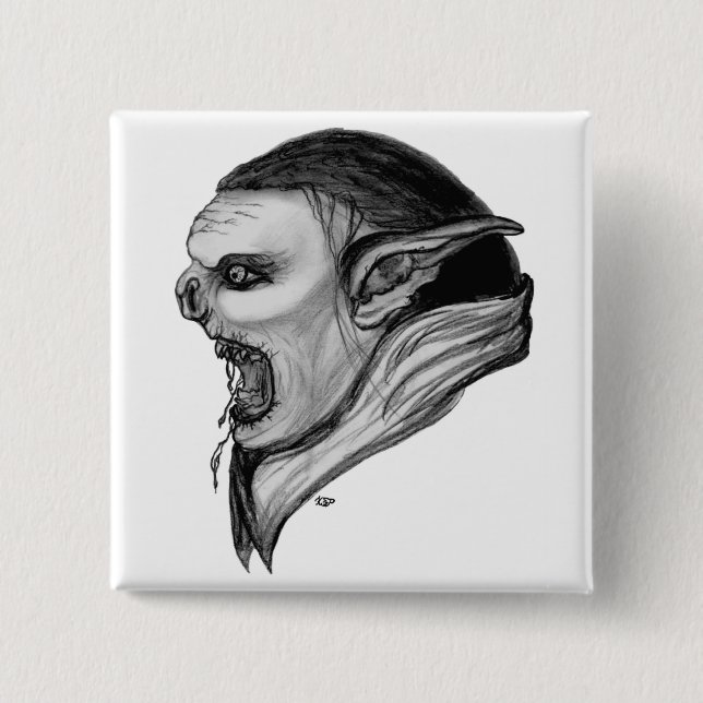 Troll Schwarzweiß-Design Button (Vorderseite)