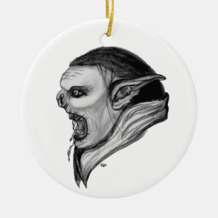 Troll Schwarzweiß-Design Keramikornament