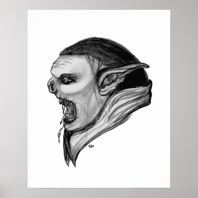 Troll Schwarzweiß-Design Poster (Vorne)