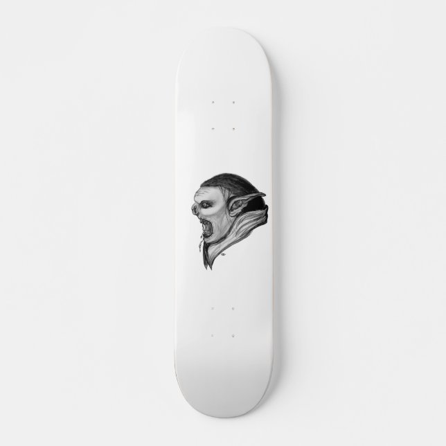 Troll Schwarzweiß-Design Skateboard (Vorne)