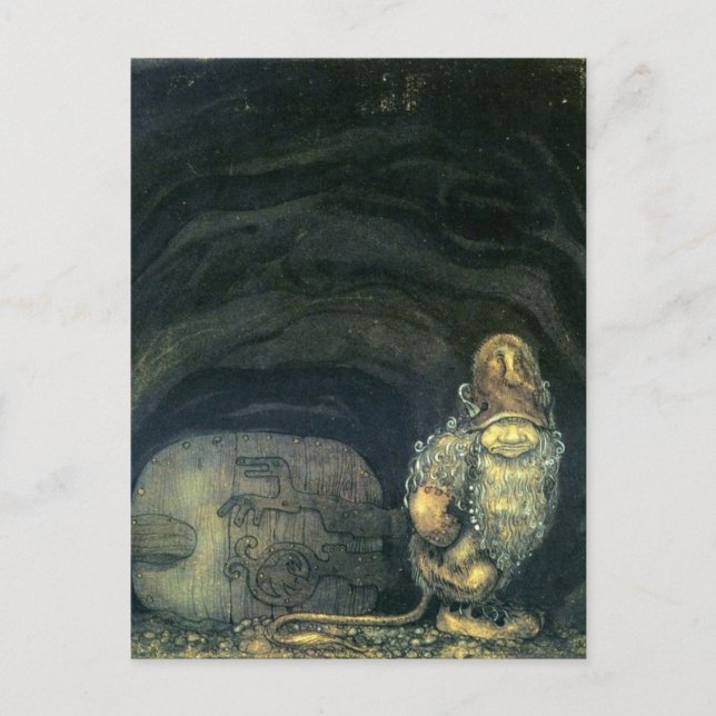 Troll vor der Tür von John Bauer 1914 Postkarte (Vorderseite)