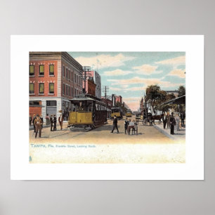 Trolley auf Franklin St., Tampa, Florida Vintag Poster