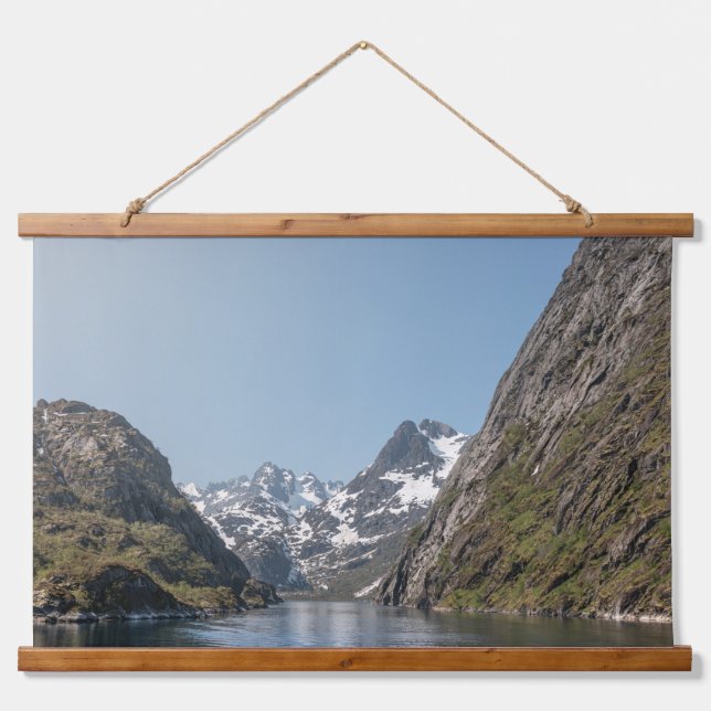 Trollfjord Lofoten Wandteppich Mit Holzrahmen (Vorne)