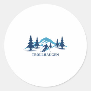 Trollhaugen Wisconsin Ski Resort Skifahrer _1 Runder Aufkleber