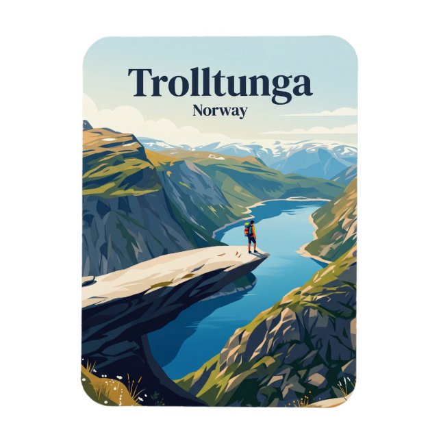 Trolltunga Norwegen Magnet (Vertikal)