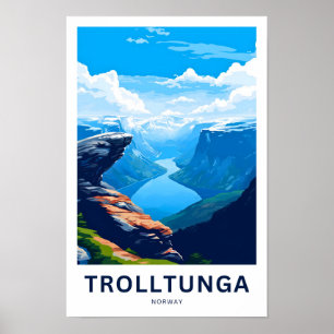 Trolltunga Norwegen Travel Print Poster