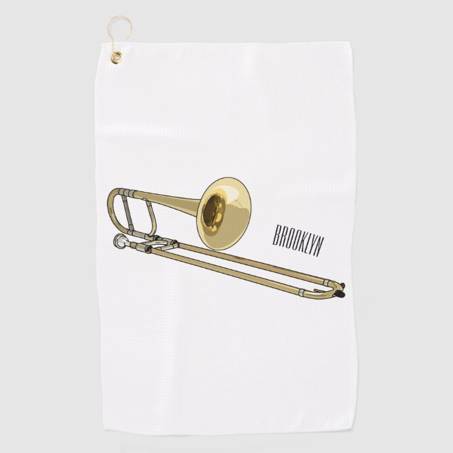 Trombone-Cartoon Golfhandtuch (Vorderseite)