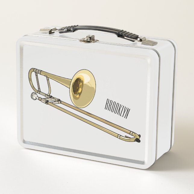 Trombone-Cartoon Metall Brotdose (Vorderseite)