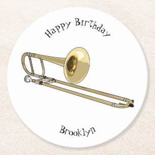 Trombone-Cartoon Runder Pappuntersetzer