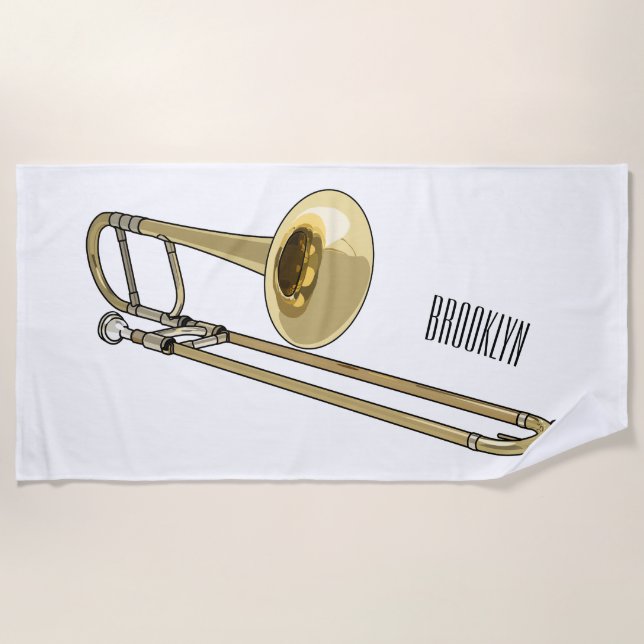 Trombone-Cartoon Strandtuch (Vorderseite)